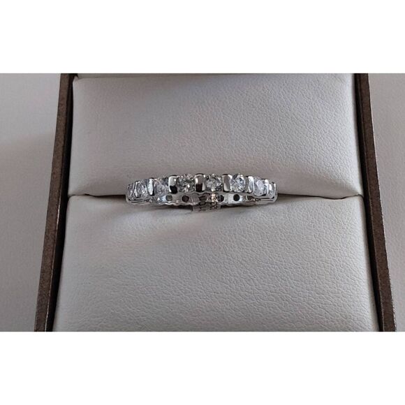 2 Ct. Round Cut Genuine Diamond Simulant Bar Link Eternith Band Ring Sz 9~925SS - Picture 1 of 5